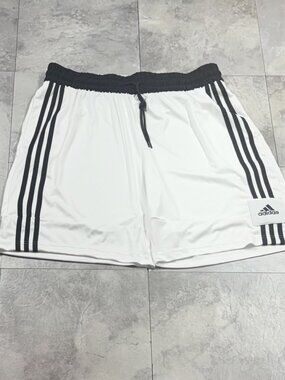 adidas AEROREADY Basketball Shorts Men's XL White Black 3 Stripe Y2K